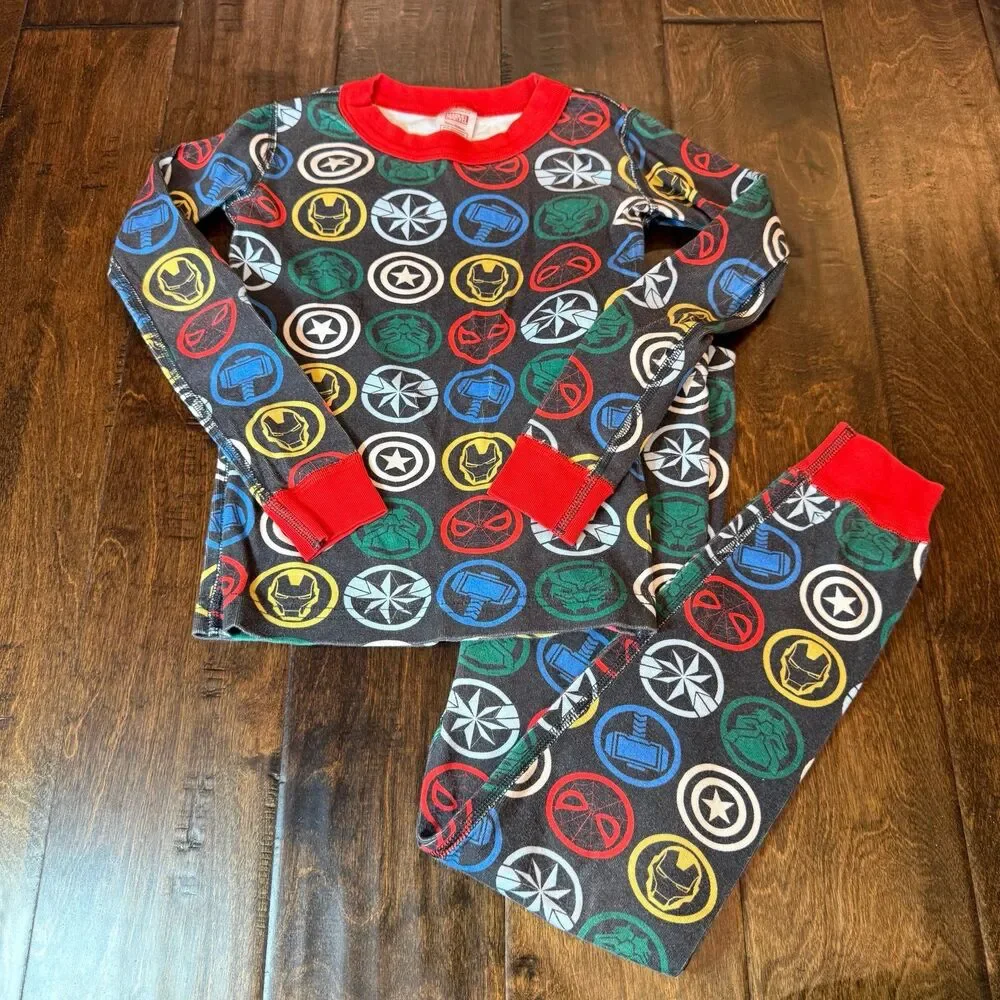 Hanna Andersson Disney Marvel Avengers Icons Kids Long John Pajama Set size 6-7